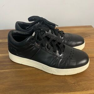 Jimmy Choo Hawaii Leather Black Low Top Sneaker 42